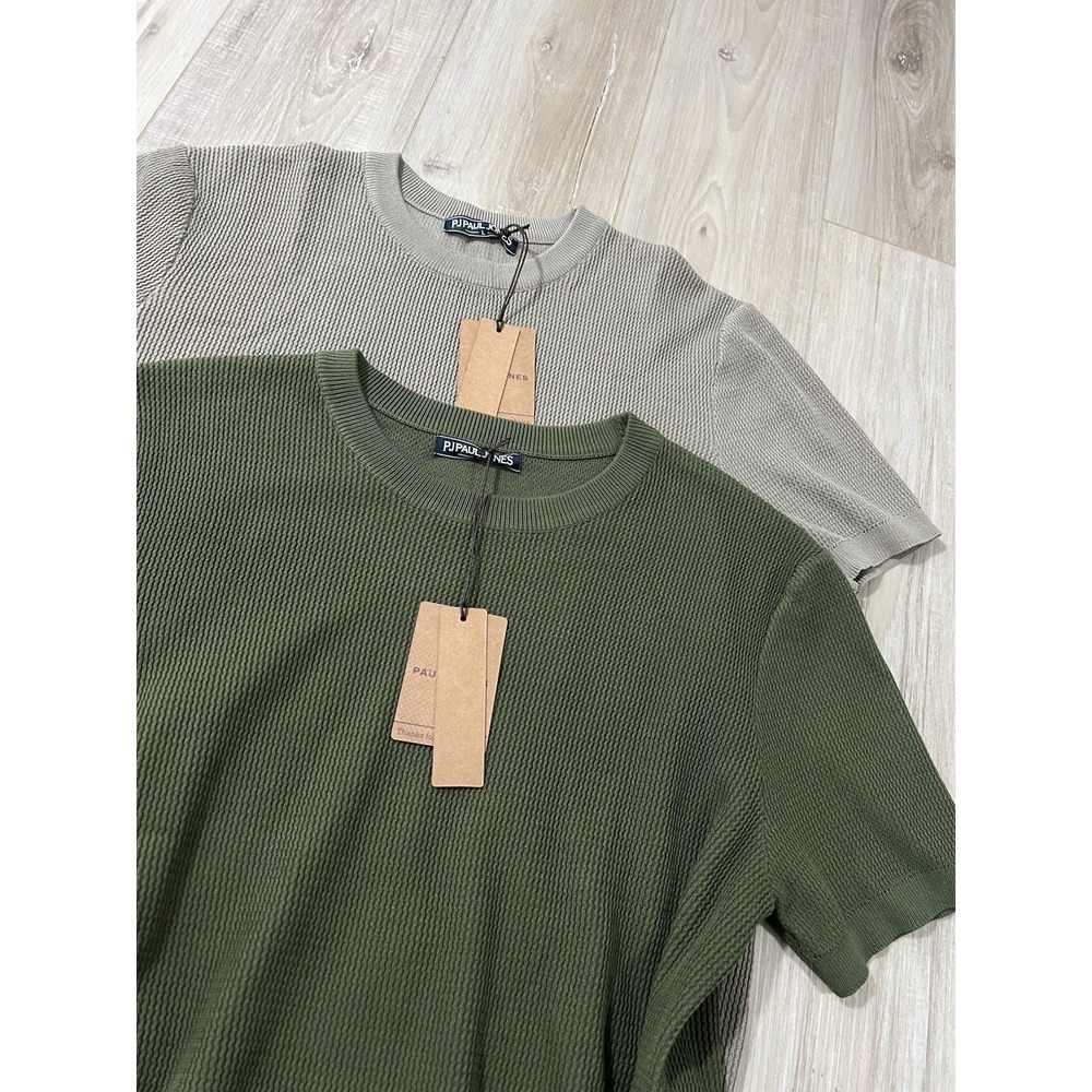PJ PAUL JONES Men's Knit Crewneck T Shirt Size Large Green/grey
